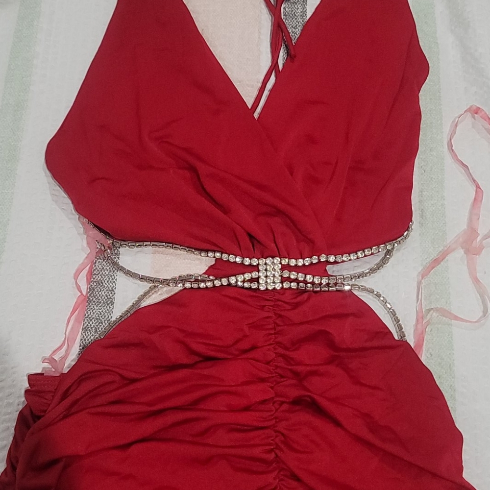 Nwt super hot open back mini dress crystal accents